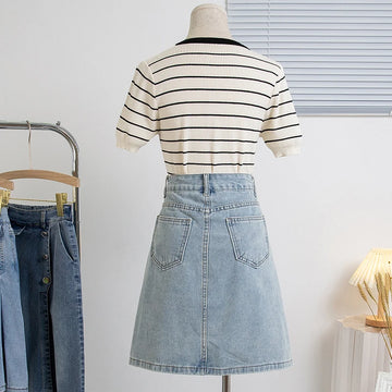 Women's A-line 2-5XL Denim Fashion Designer Mini Skirts (Plus Size)-Women's Fashion Designer Skirts-Women's fashion designer plus size clothes